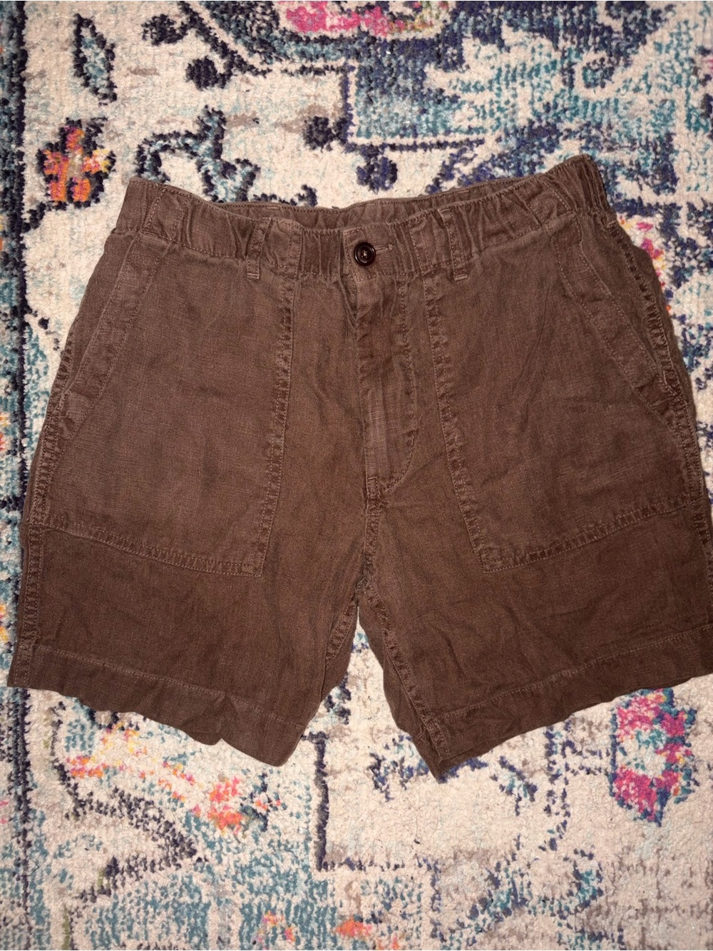 Buck Mason Loomed Linen Fatigue Shorts in Brown